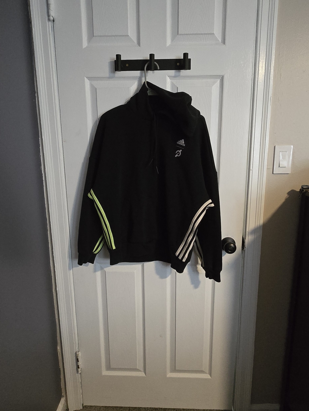 Adidas Black Pullover Hoodie with Neon Accent